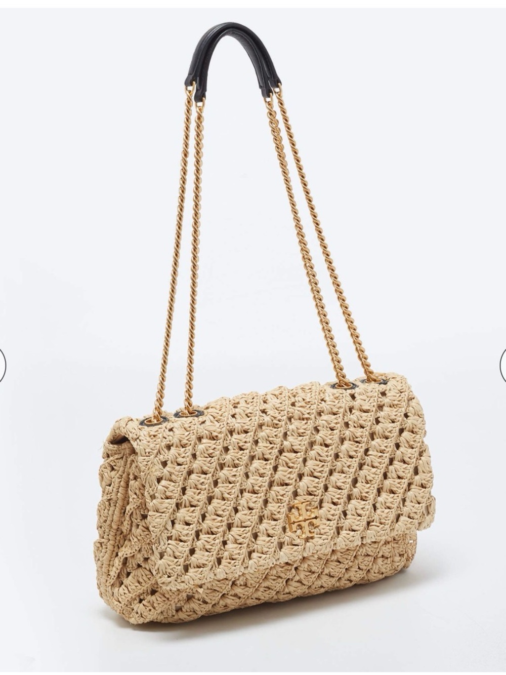 Tory Burch Beige Woven Raffia Shoulder Bag with Gold Chain - Picture 3 of 13